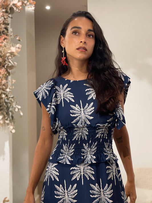 VESTIDO PALMERAS DARK BLUE