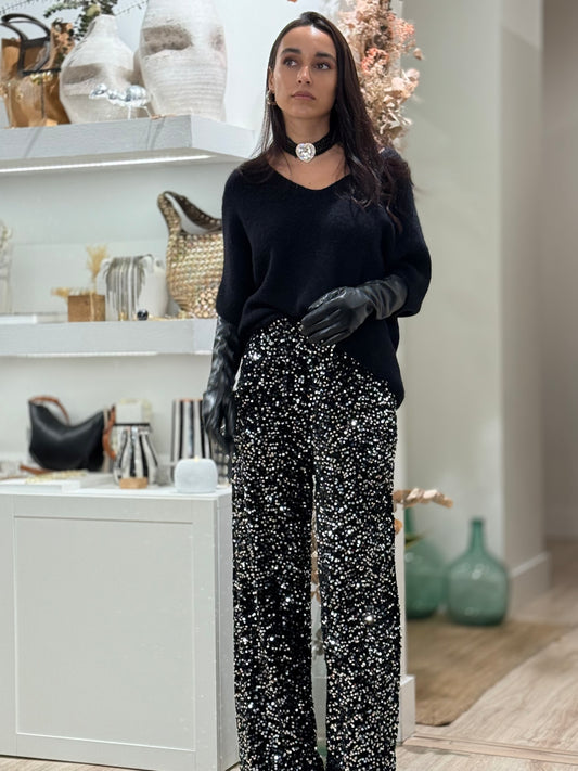 PANTALON TERCIOPELO LENTEJUELAS