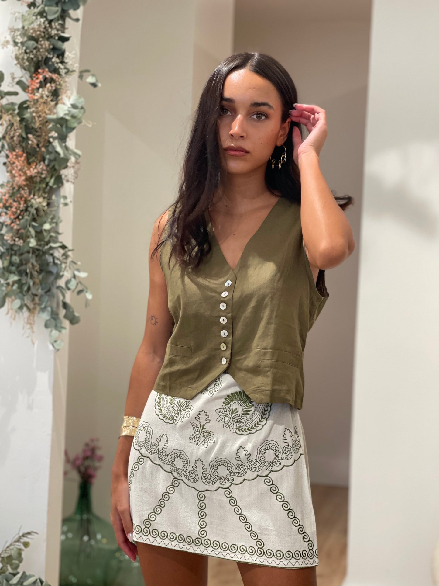MINIFALDA ETNICA GREEN
