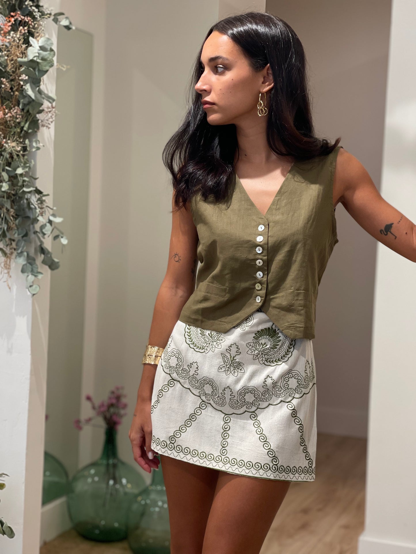 MINIFALDA ETNICA GREEN