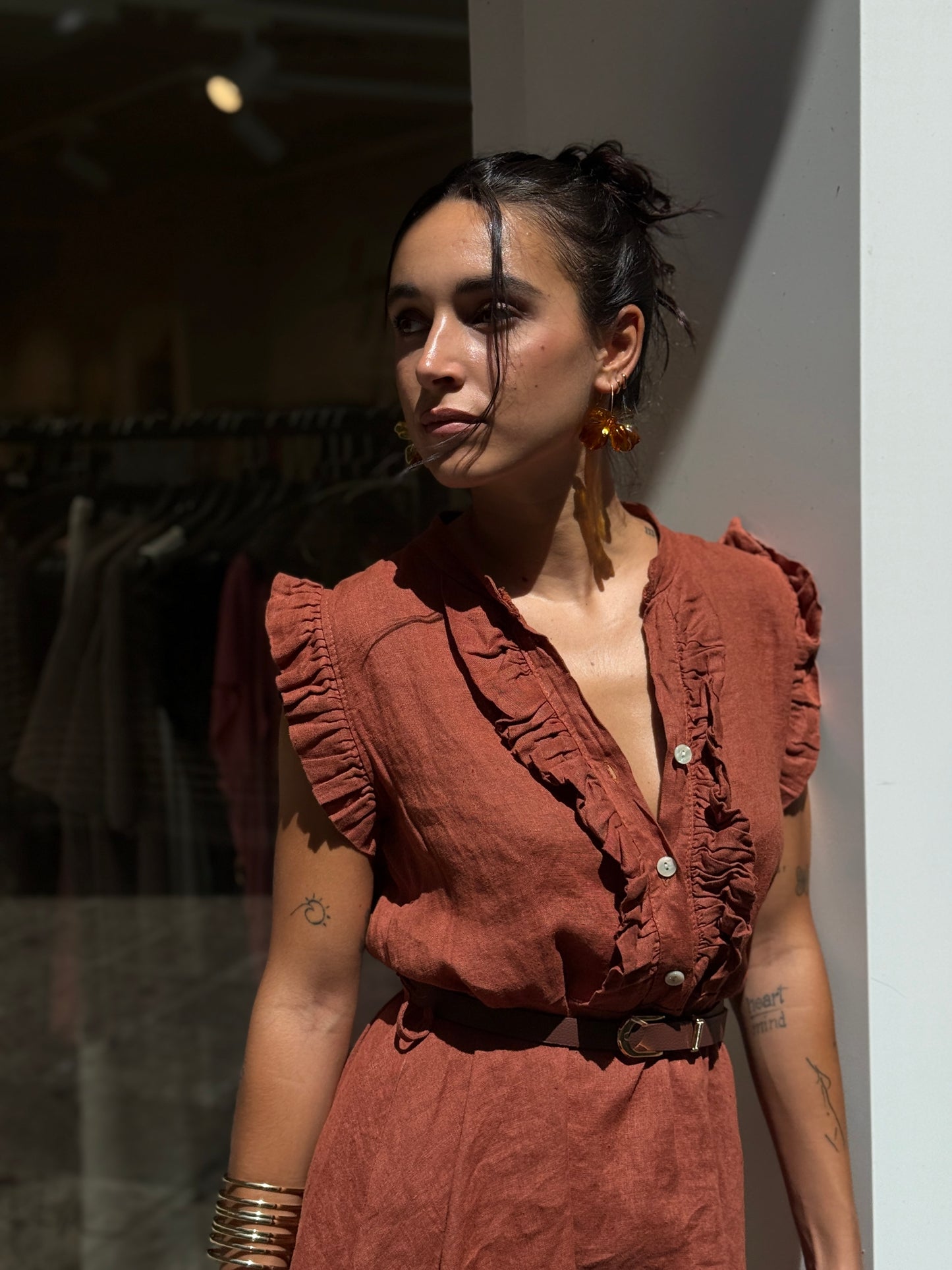 VESTIDO LINO TEJA