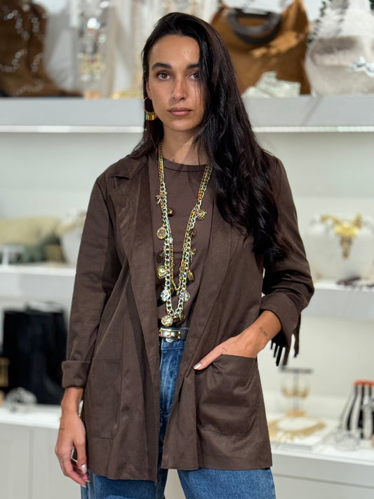 CHAQUETA ANTE FLECOS BROWN