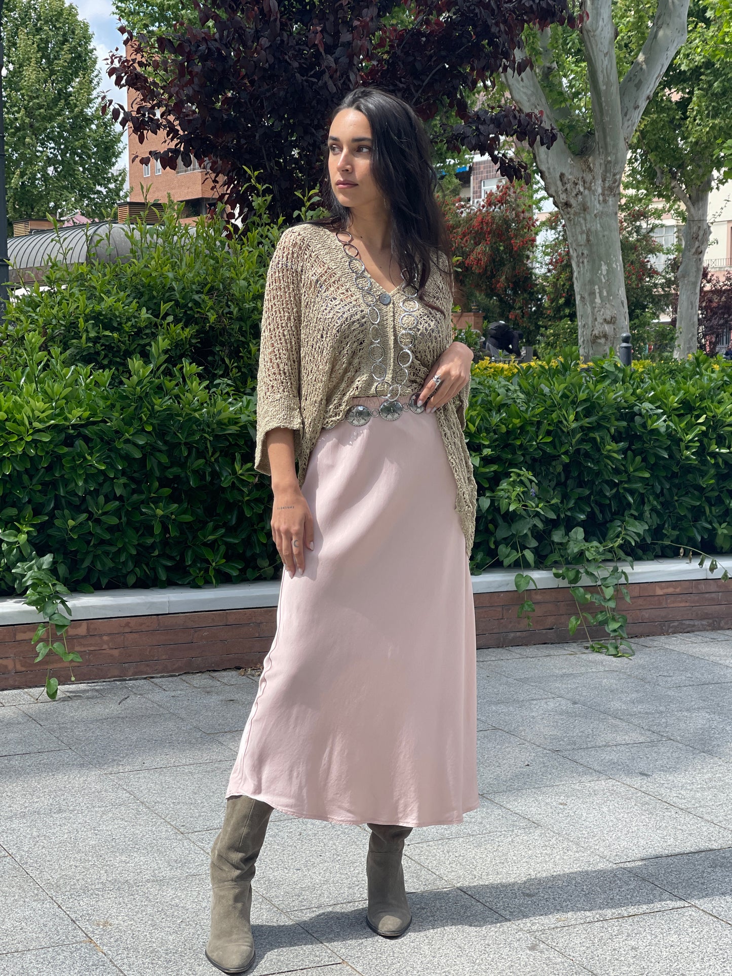 FALDA SATINADA ROSA