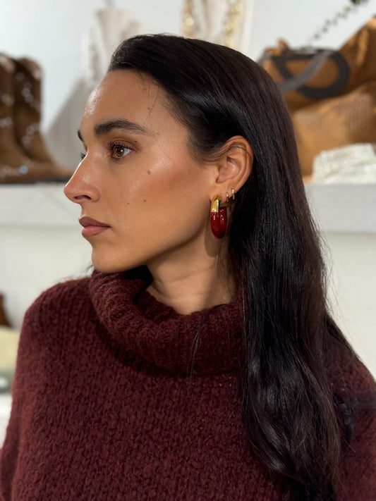 PENDIENTES ARO BURDEOS