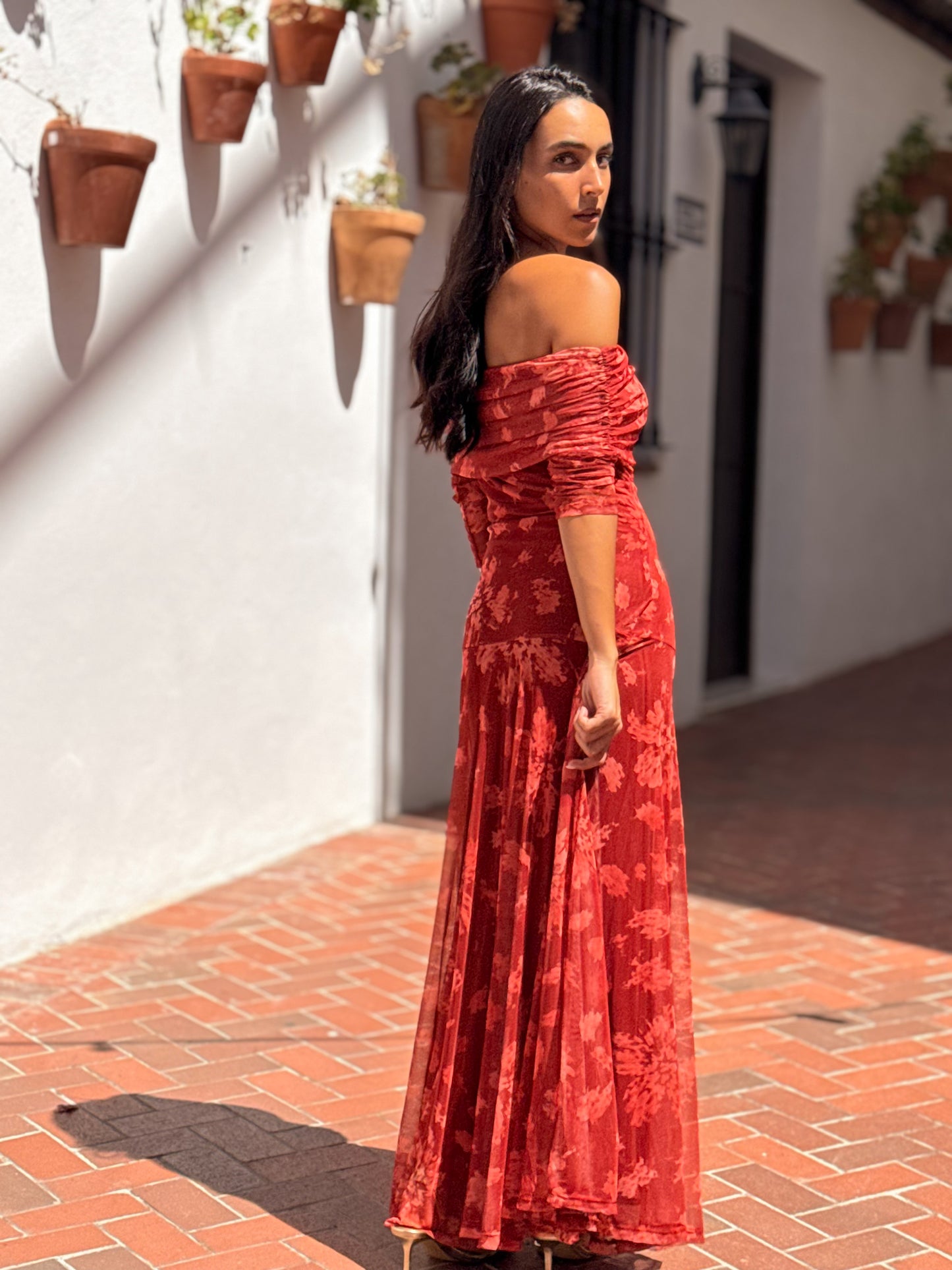 VESTIDO GALA TEJA