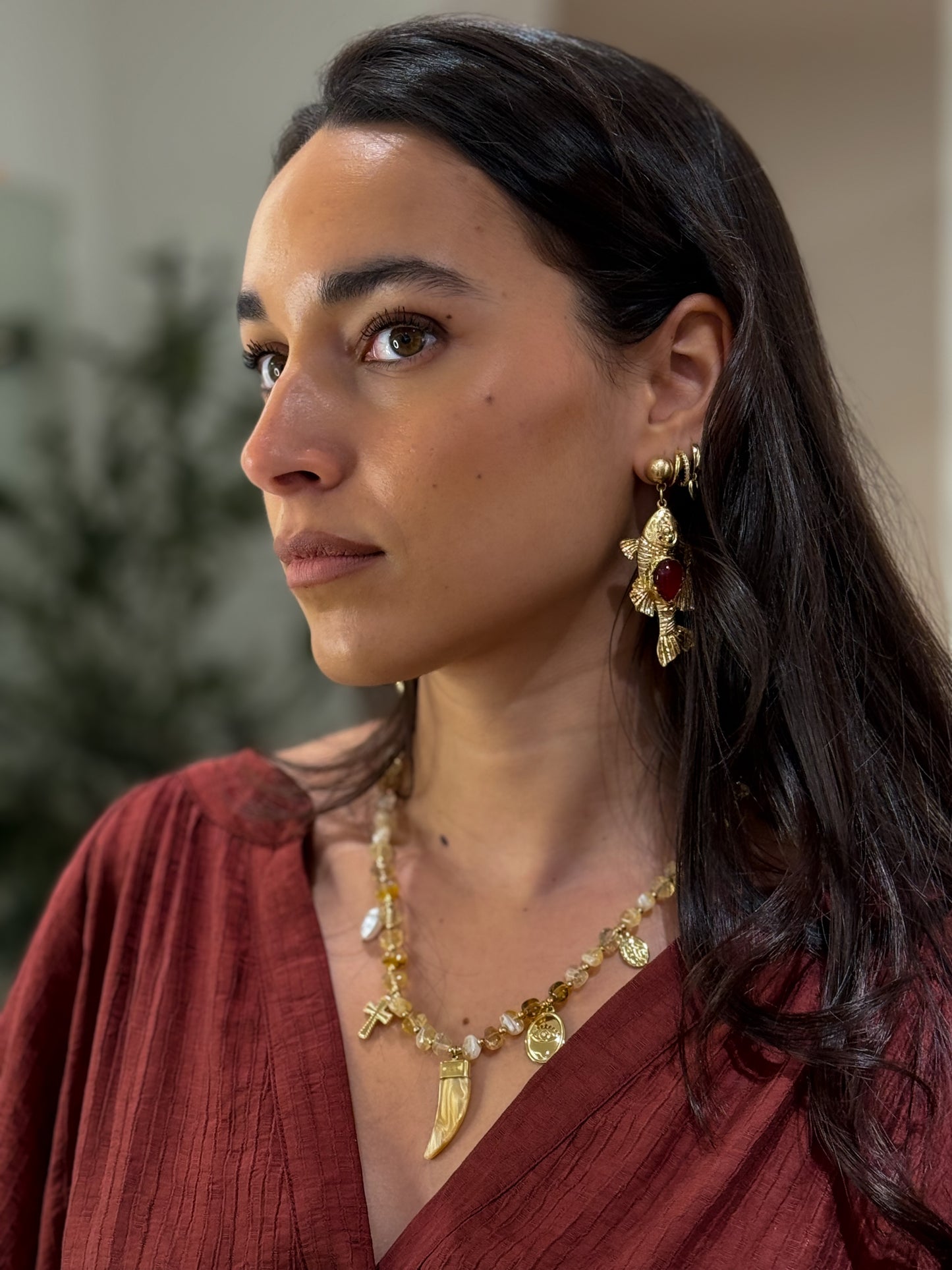 PENDIENTES PEZ PIEDRA