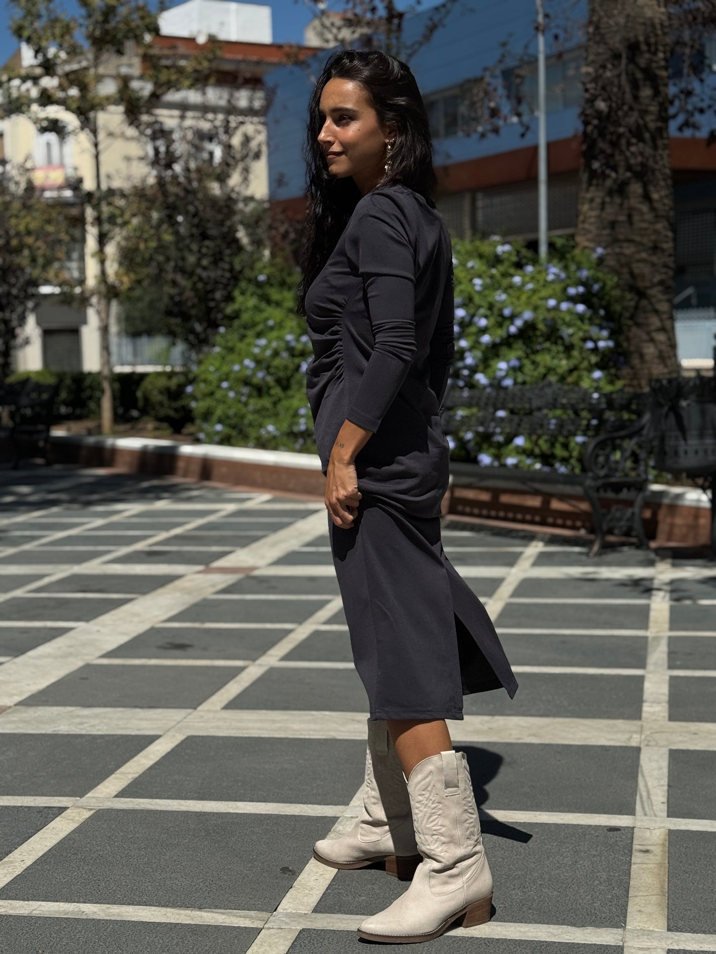 VESTIDO DRAPEADO GREY