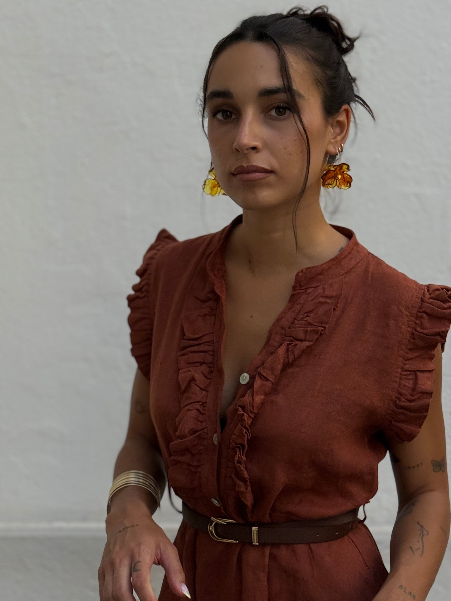 VESTIDO LINO TEJA