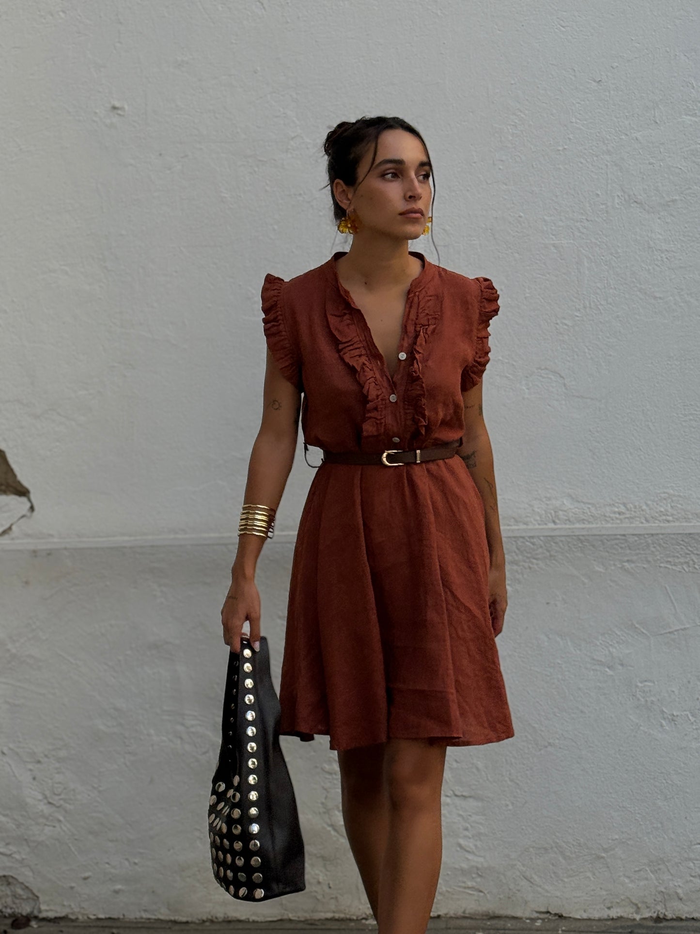 VESTIDO LINO TEJA