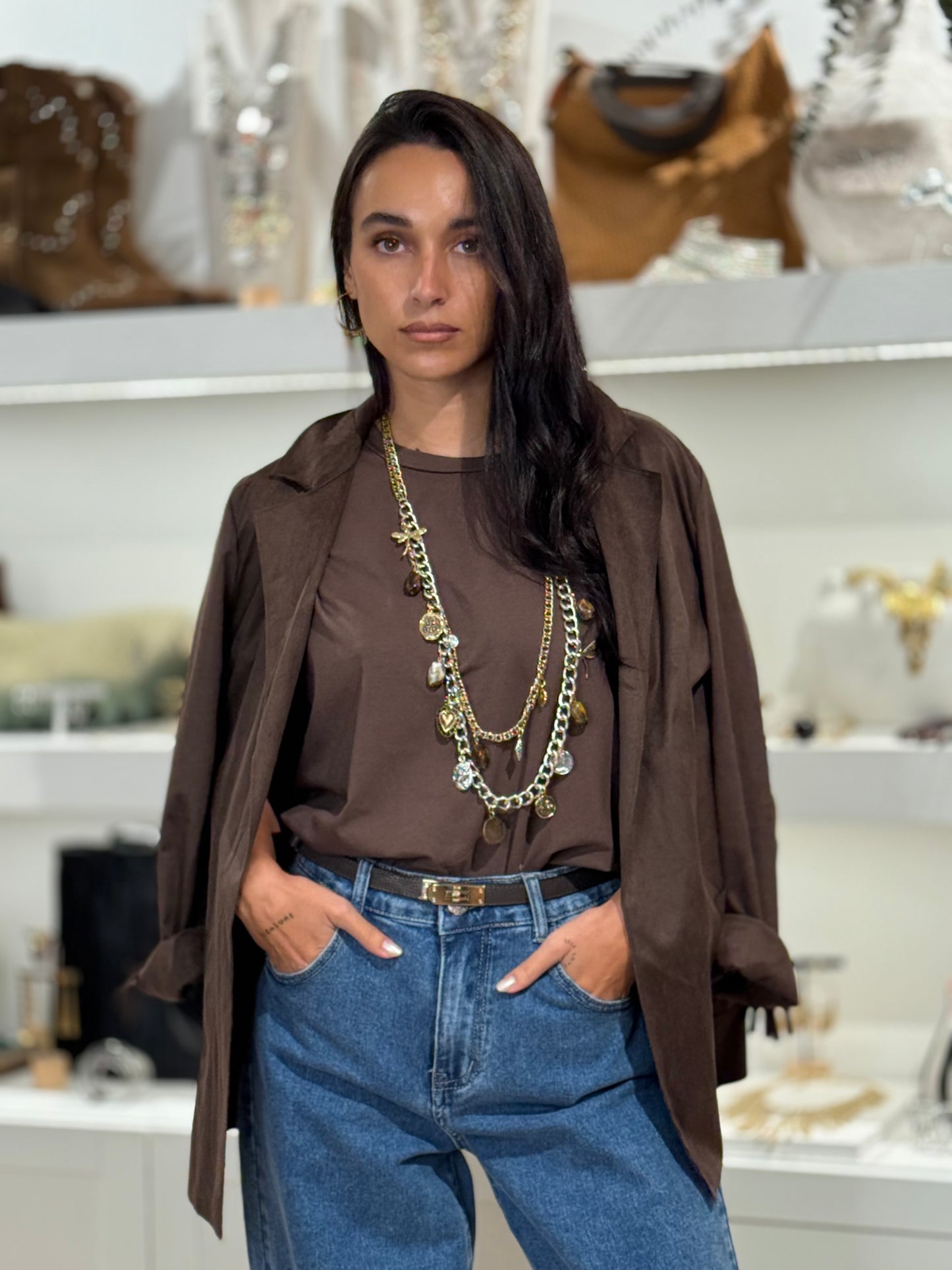 CHAQUETA ANTE FLECOS BROWN