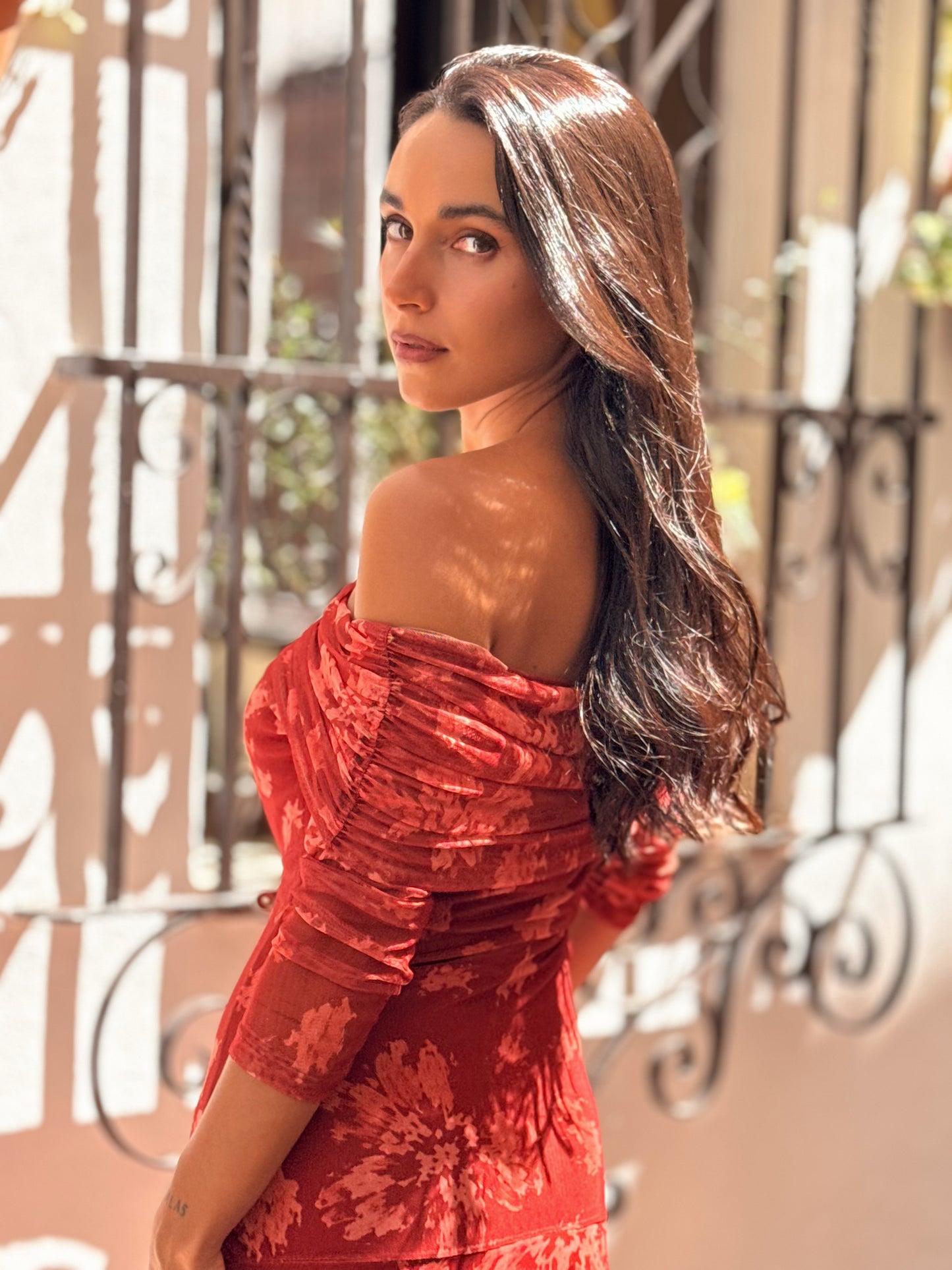VESTIDO GALA TEJA