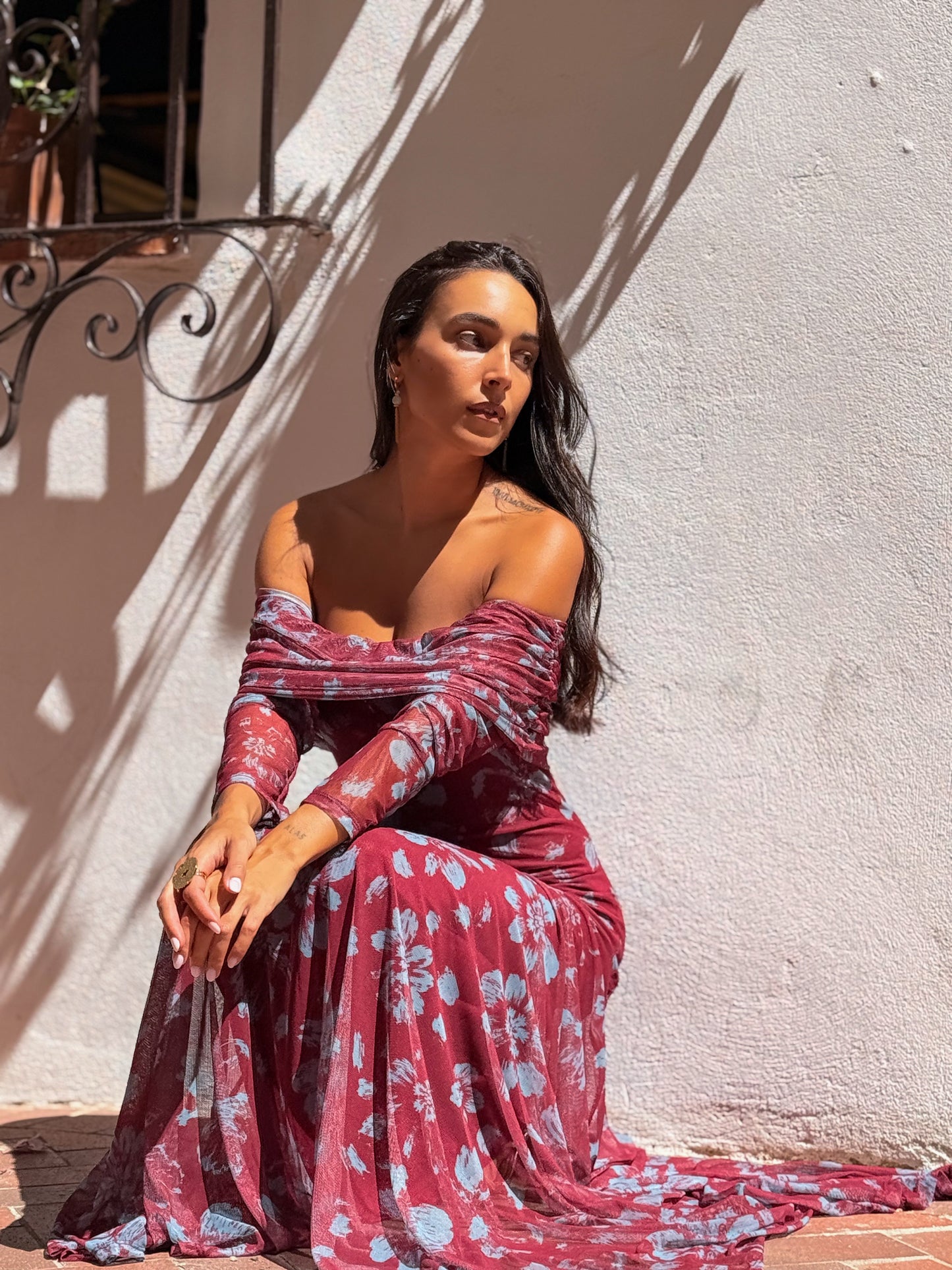 VESTIDO GALA GRANATE