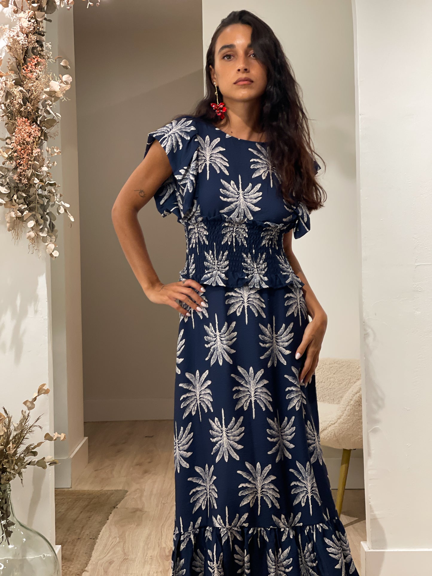 VESTIDO PALMERAS DARK BLUE