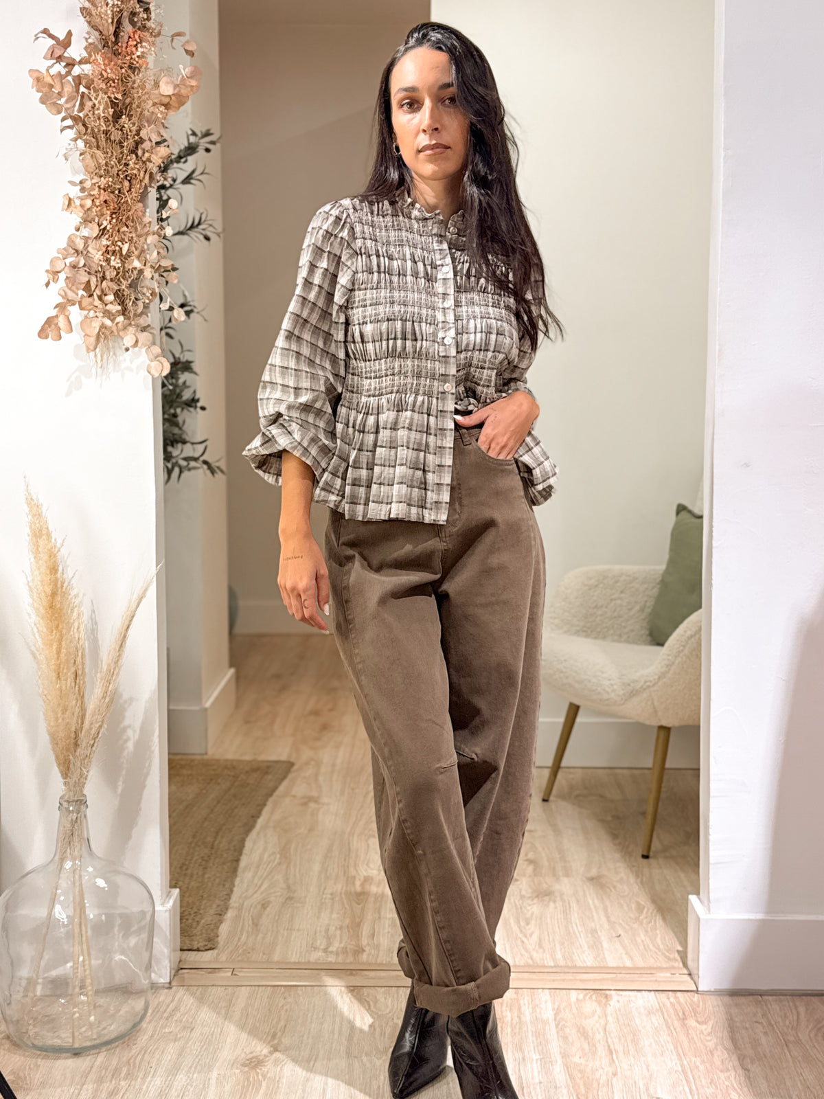 DENIM BALLOON BROWN