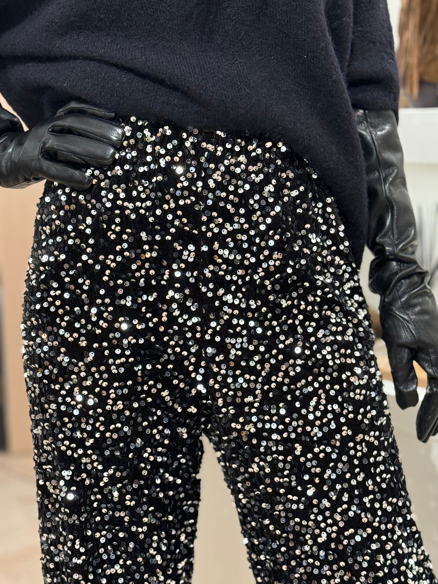 PANTALON TERCIOPELO LENTEJUELAS