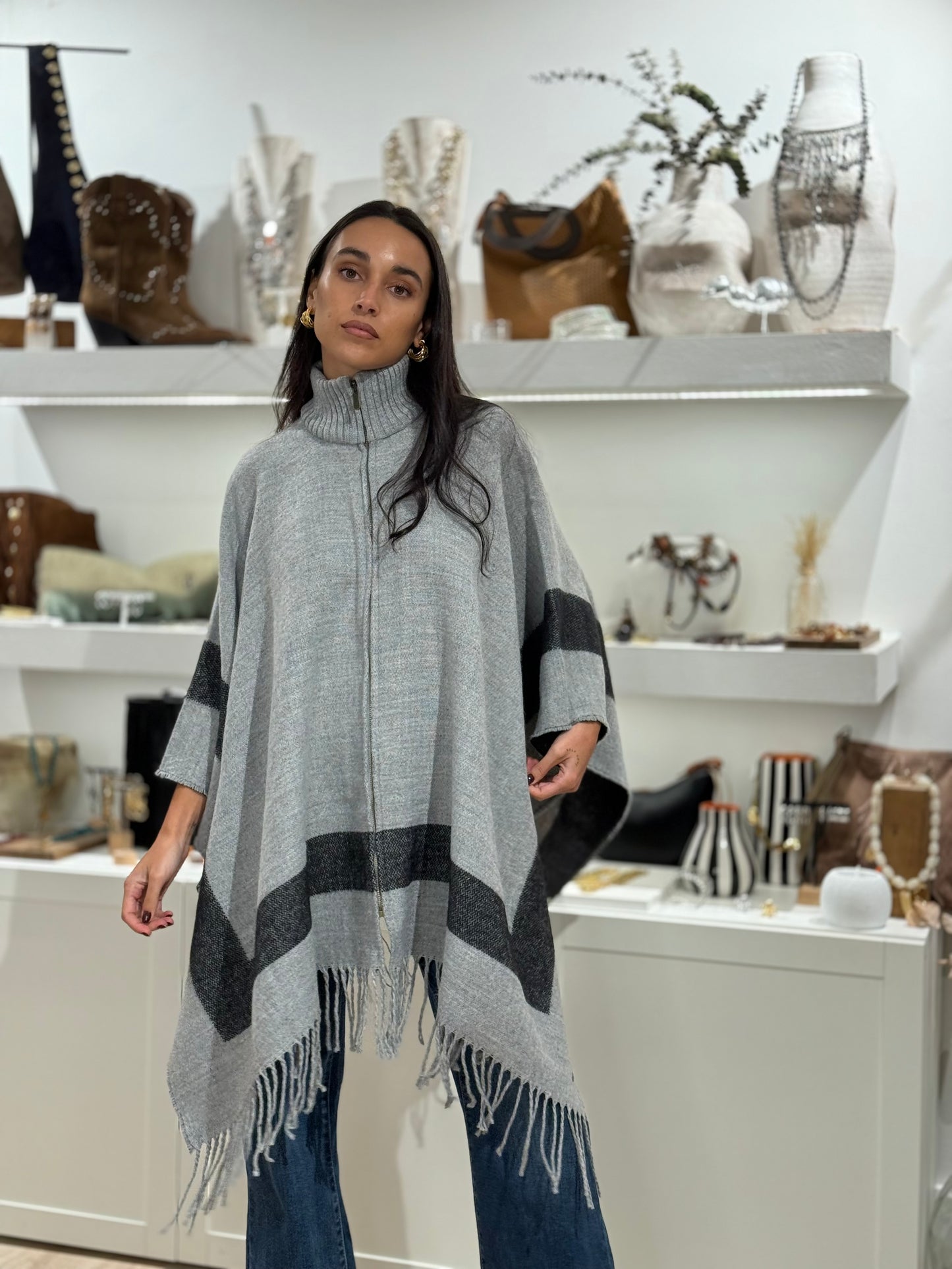 PONCHO POLI GREY