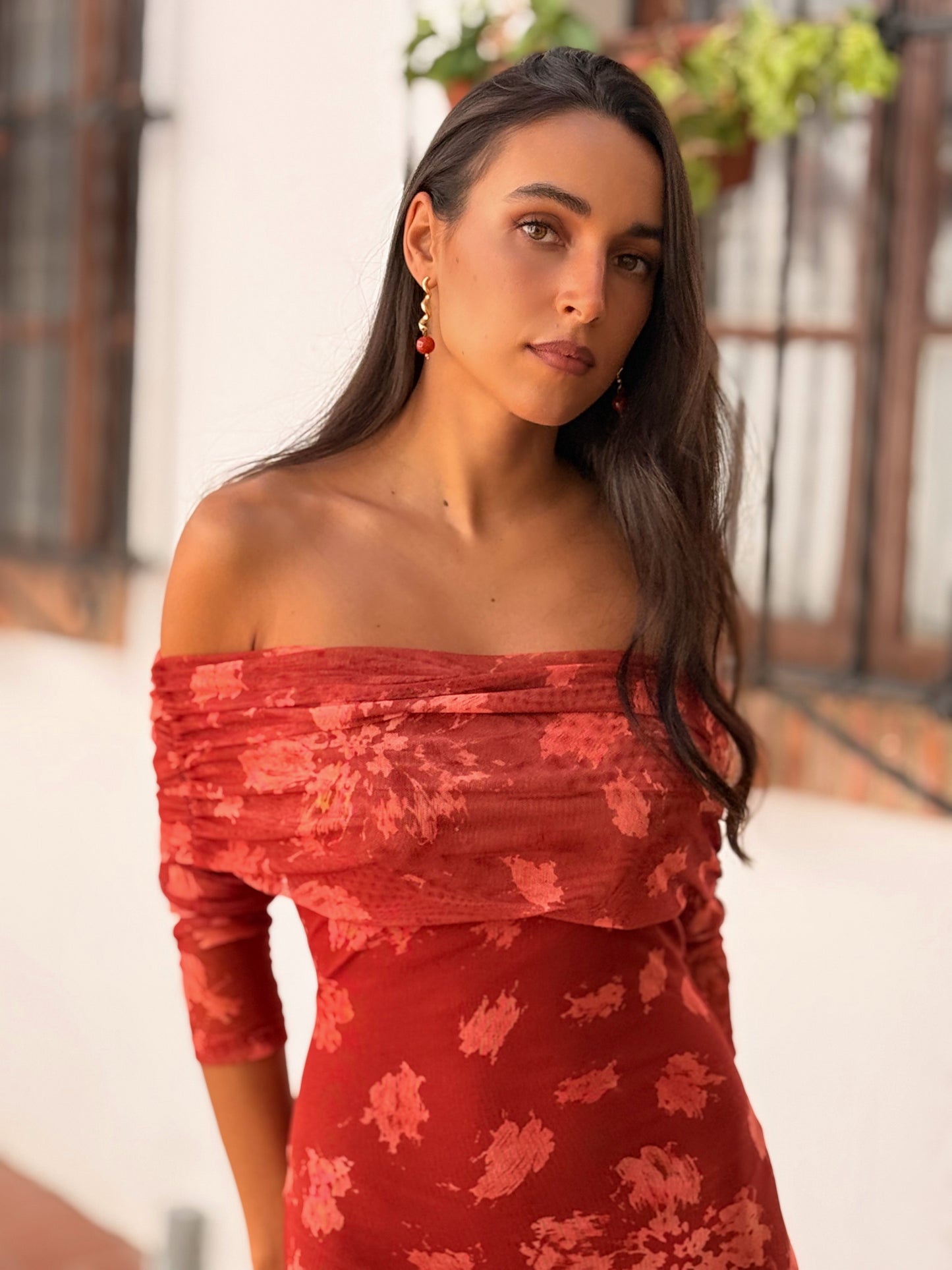 VESTIDO GALA TEJA