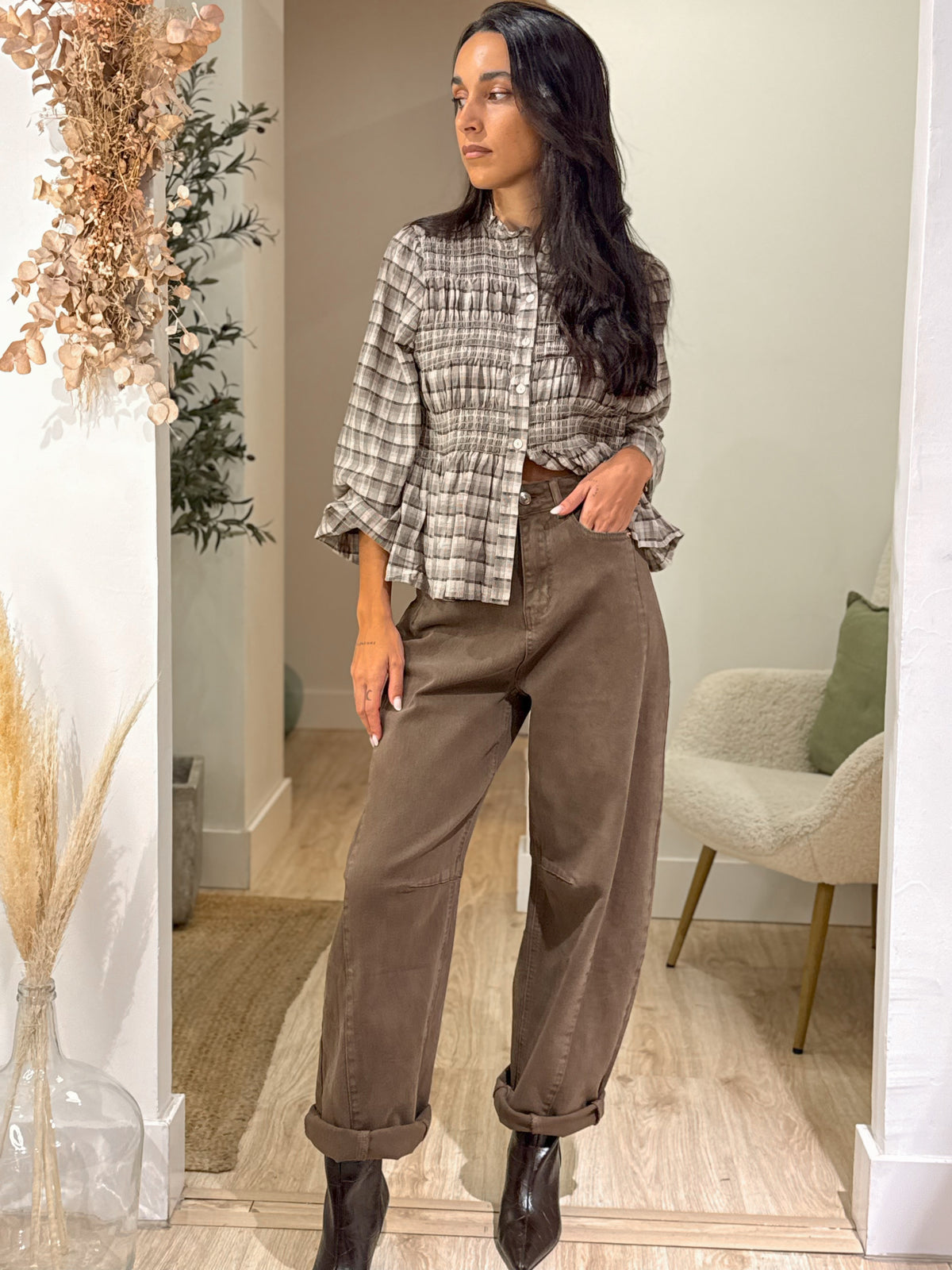 DENIM BALLOON BROWN