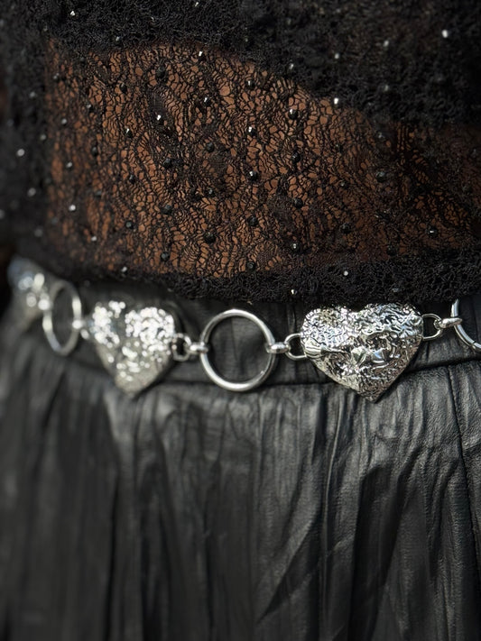 CINTURON CORAZONES PLATEADOS