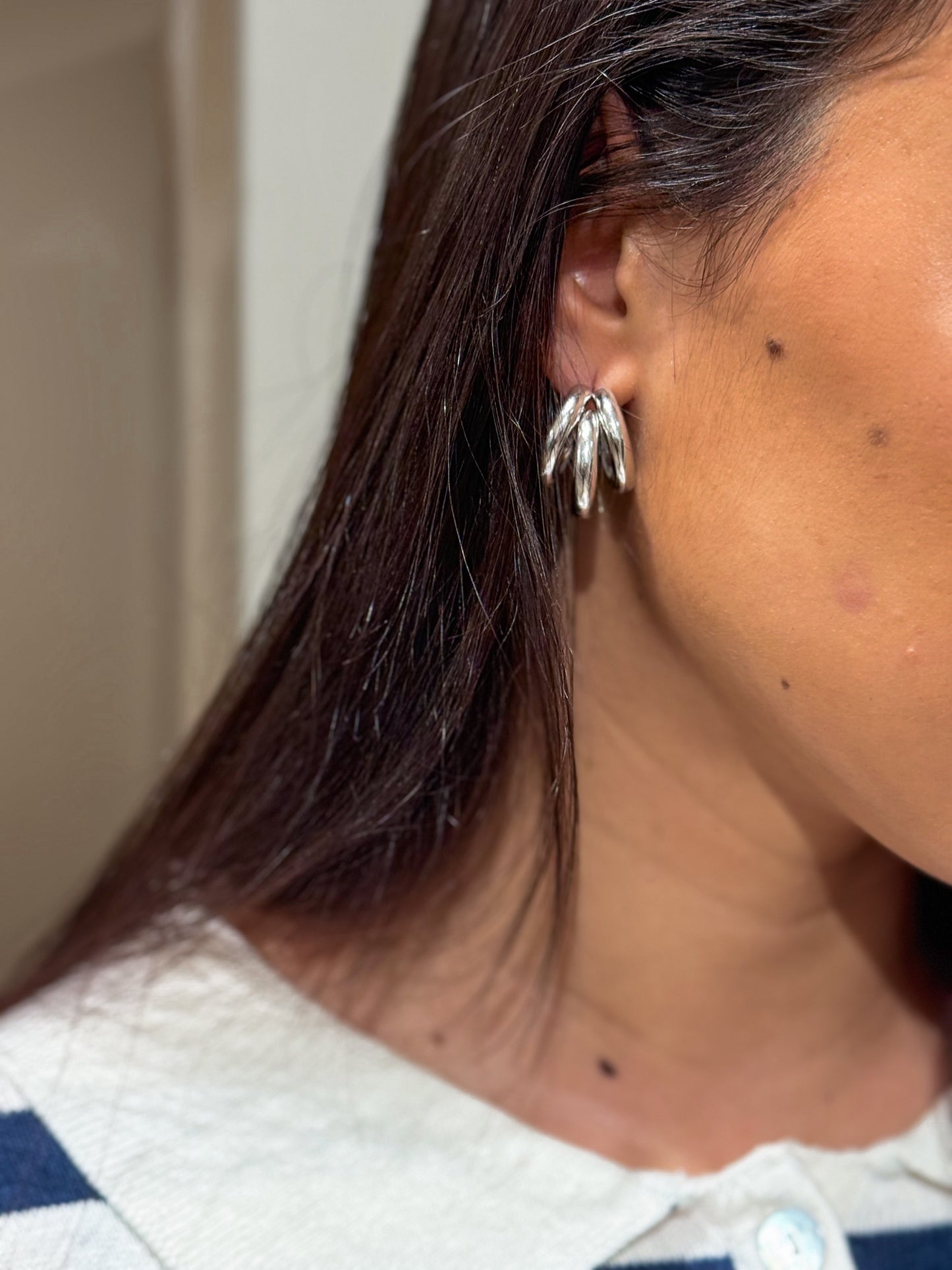 PENDIENTES PLATEADO TRIPLE