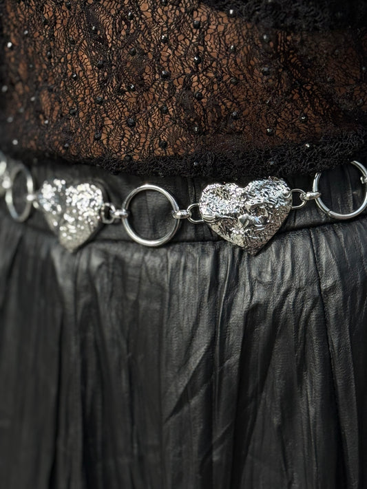 CINTURON CORAZONES PLATEADOS