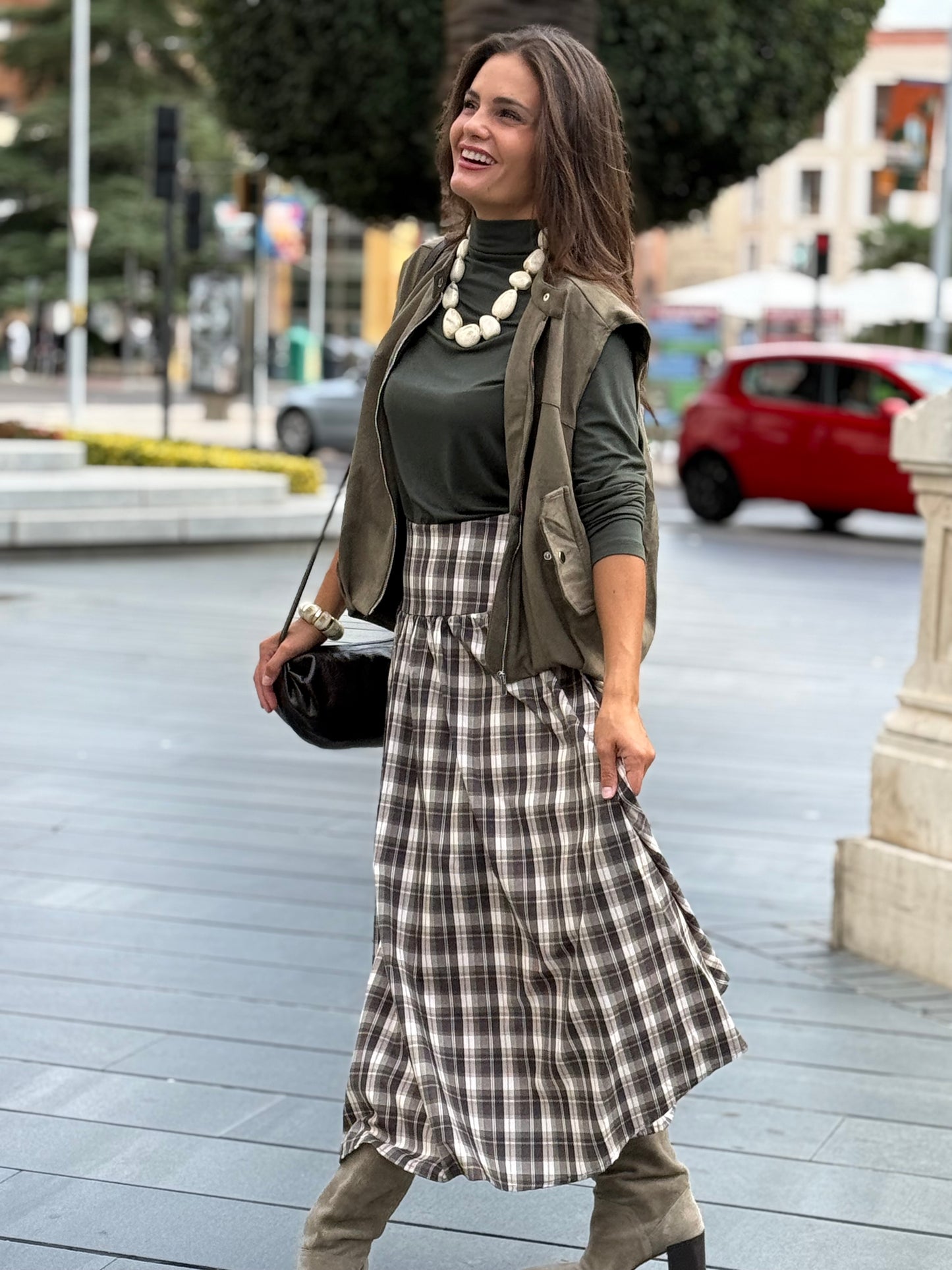 FALDA CUADROS  GREEN