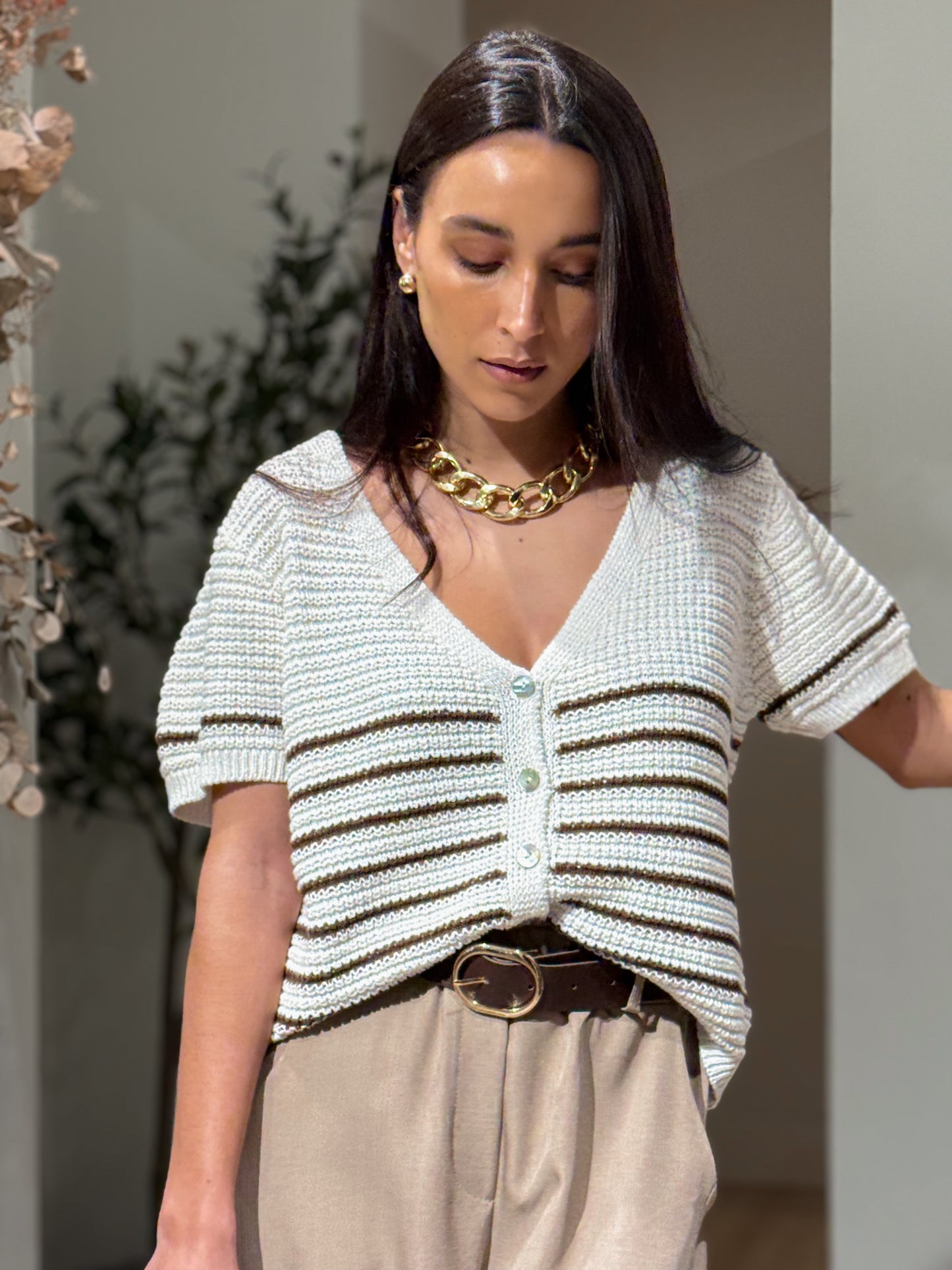 CARDIGAN PUNTO LISTAS