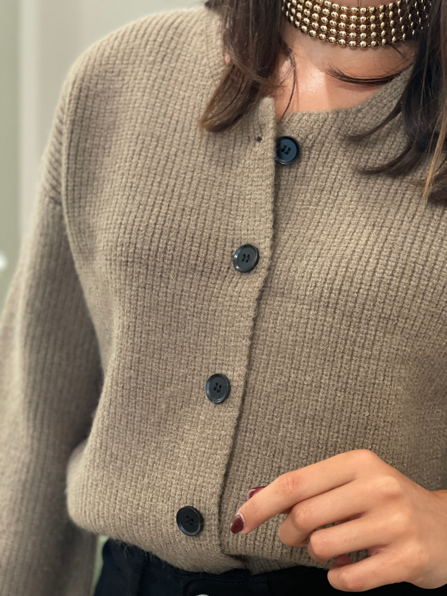 CARDIGAN PUNTO TAUPE