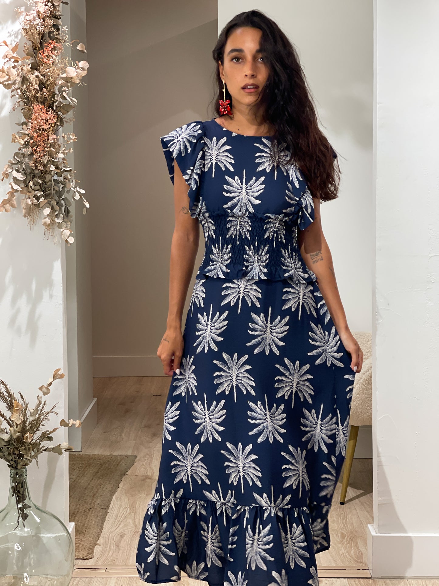 VESTIDO PALMERAS DARK BLUE