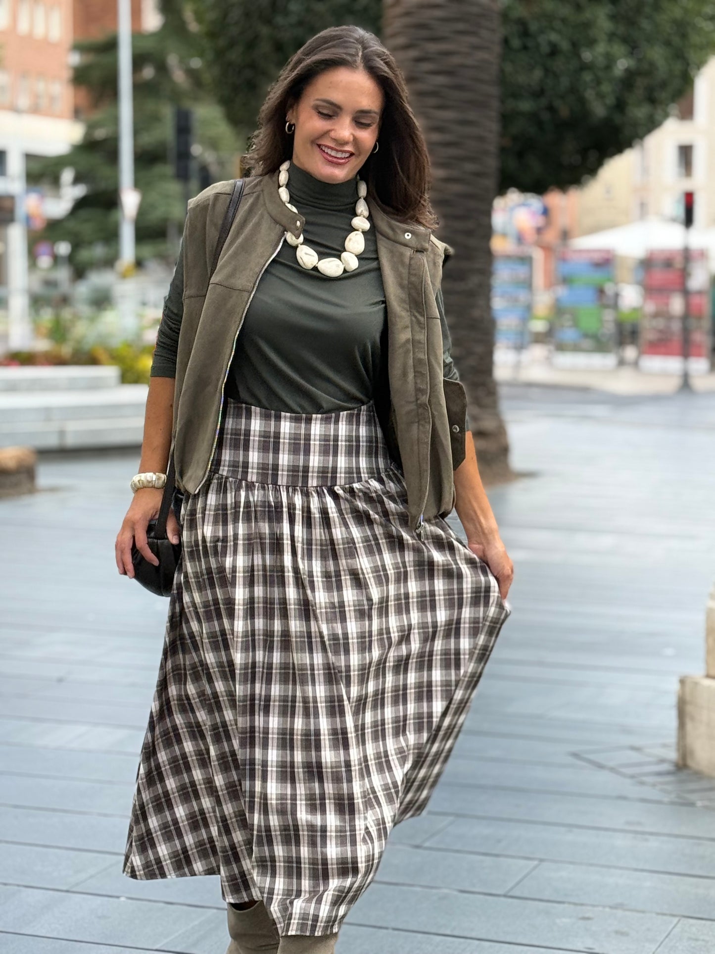 FALDA CUADROS  GREEN