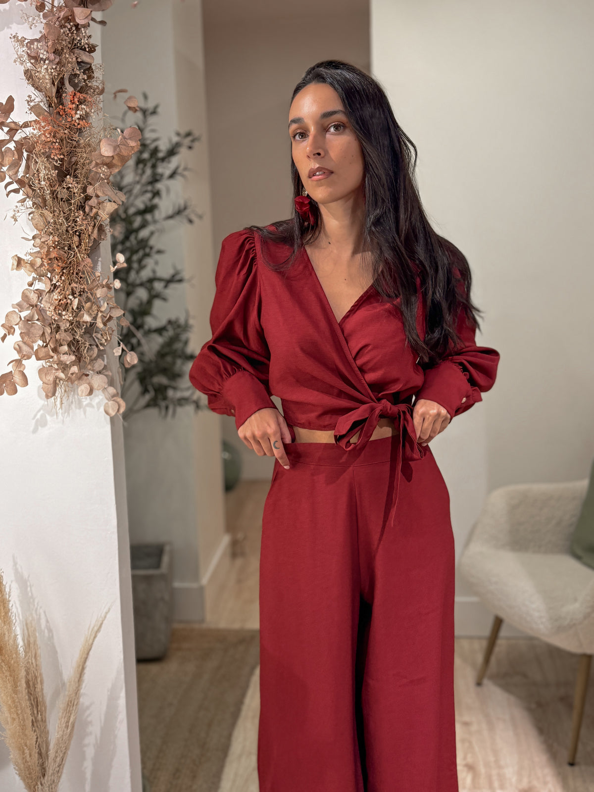 PANTALON ALMA BURDEOS
