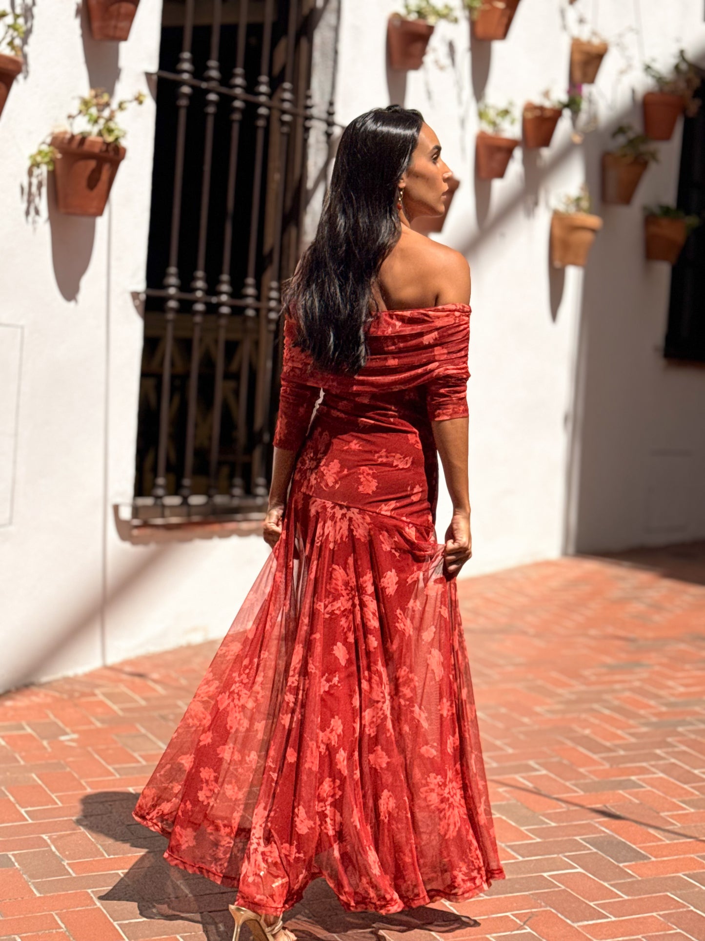 VESTIDO GALA TEJA