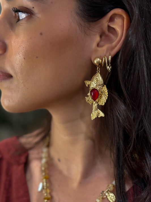 PENDIENTES PEZ PIEDRA