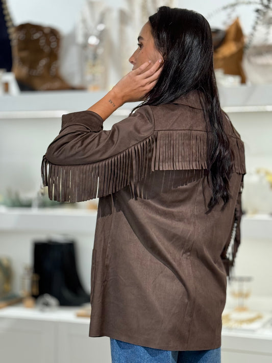 CHAQUETA ANTE FLECOS BROWN