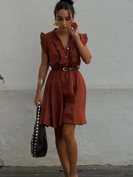 VESTIDO LINO TEJA