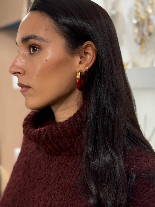 PENDIENTES ARO BURDEOS