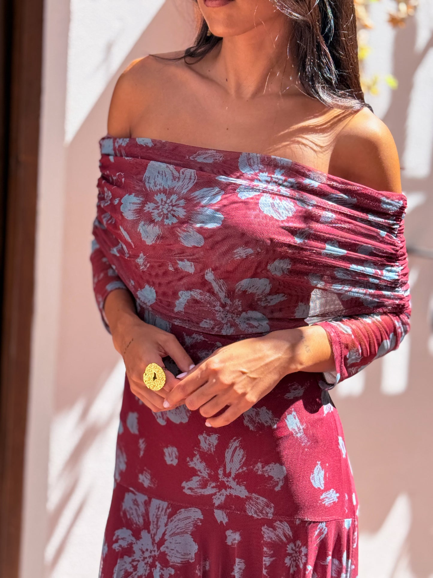VESTIDO GALA GRANATE