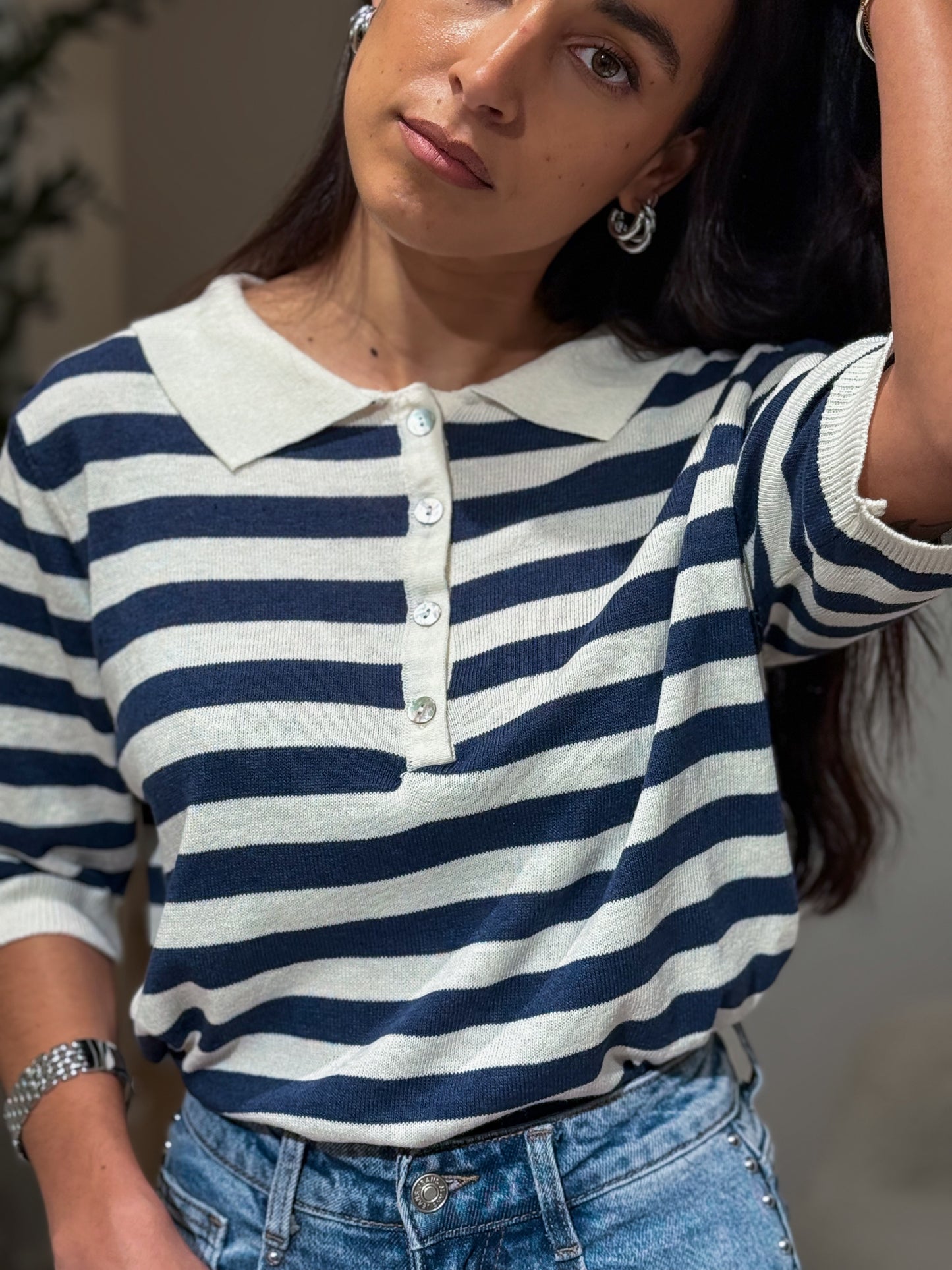 POLO LISTAS DARK BLUE