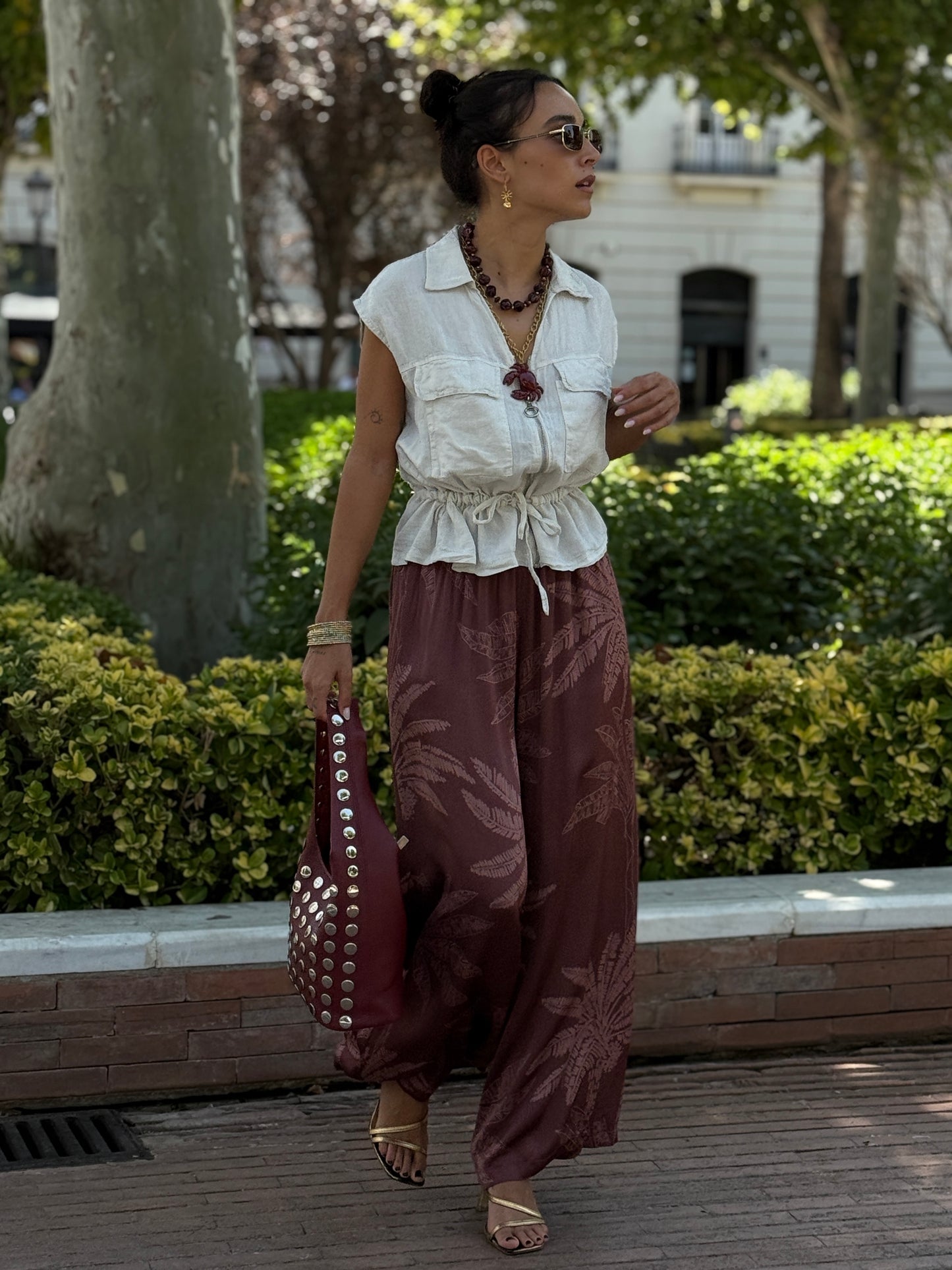 PANTALON SATINADO PALMERAS