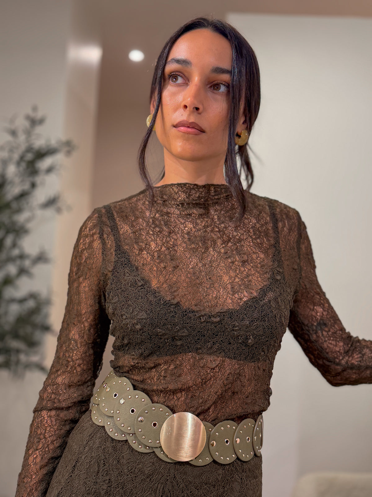 TOP ENCAJE BROWN
