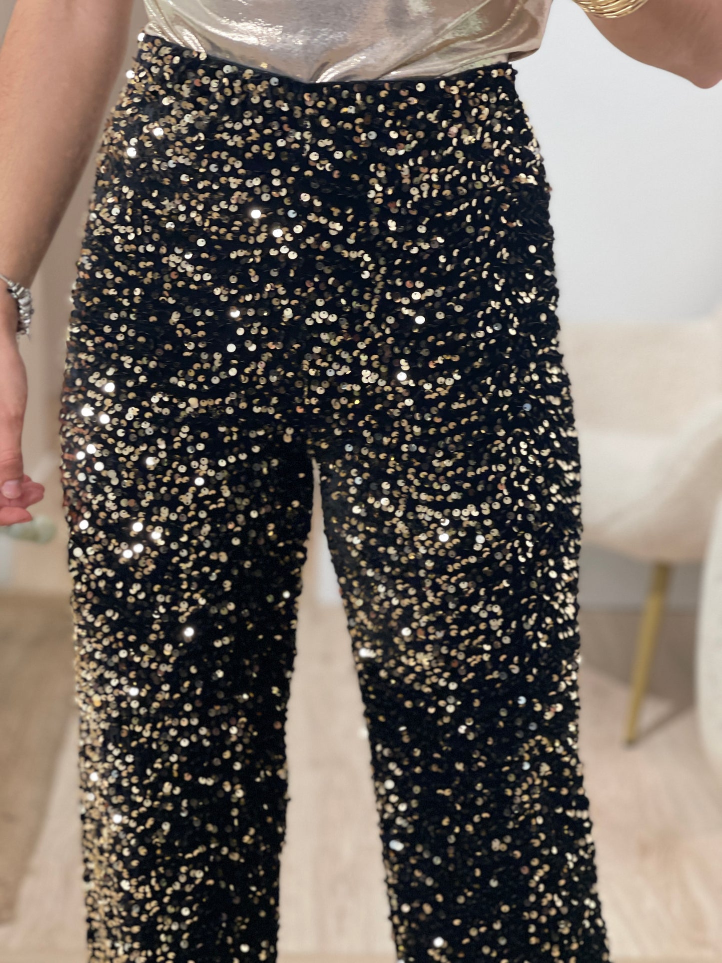 PANTALON LENTEJUELAS ORO