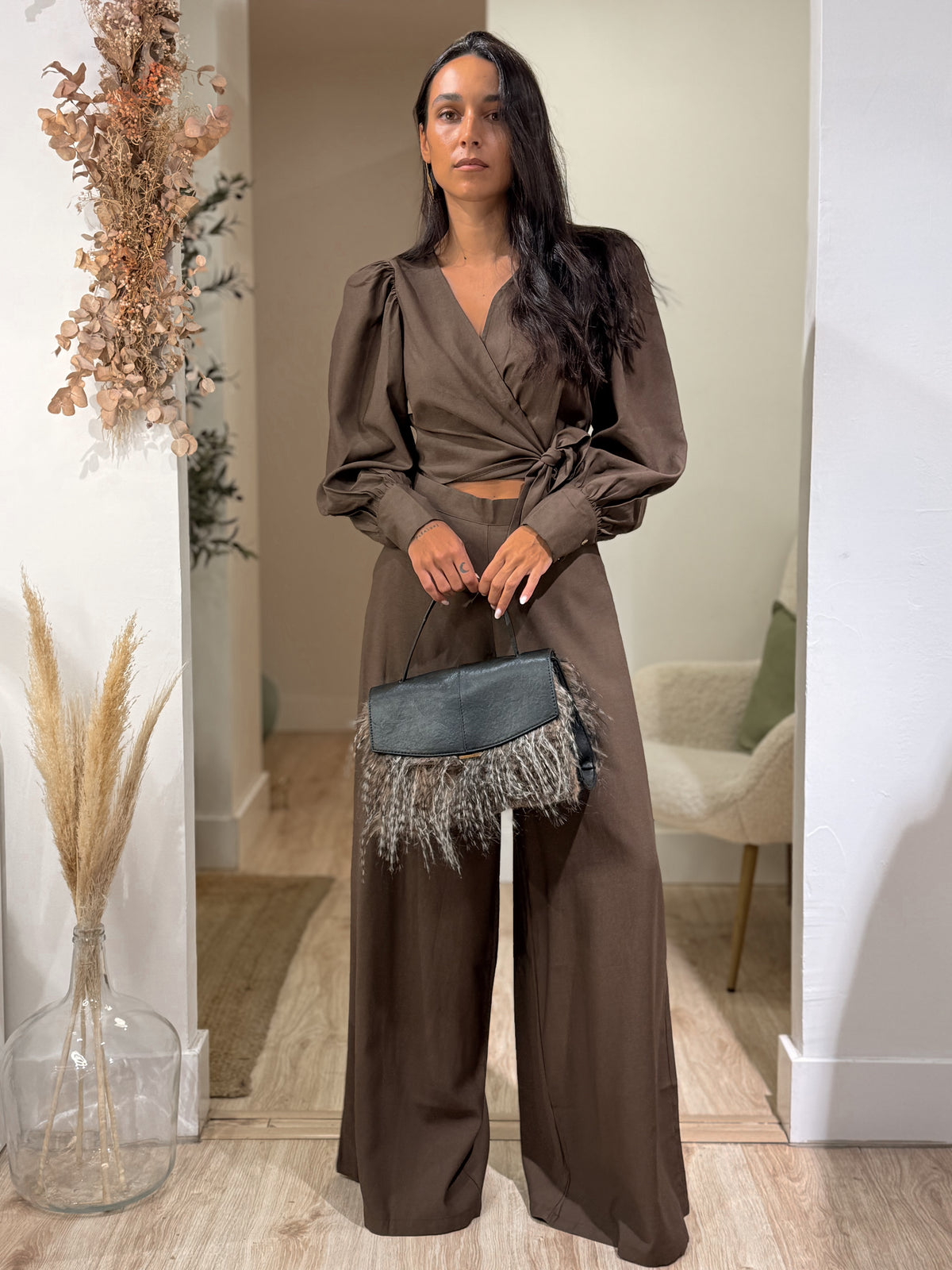 BOLSO PLUMAS ÉBANO